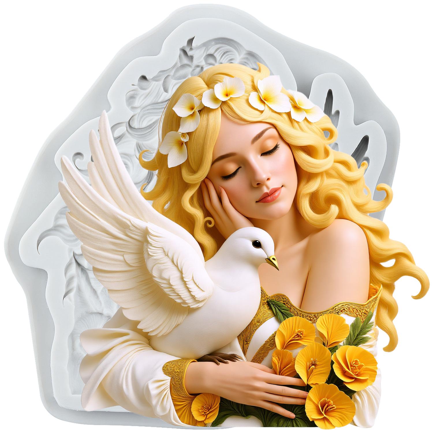 

Angel Silicone Molds Pigeon Fondant Mold Cake Decorating Tools Cupcake Topper Candy Chocolate Gumpaste Mold серый
