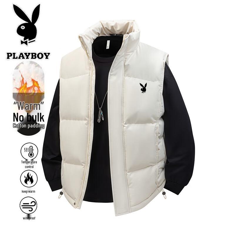 Мужская хлопковая термофутболка Playboy L бежевого хаки