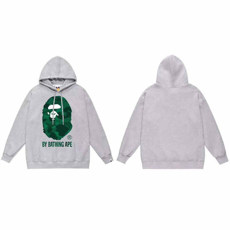 Mens Oversized Hooded Sweatshirt With Ape Head Print Heavyweight Cotton Long Sleeve Pullover Daily Wear