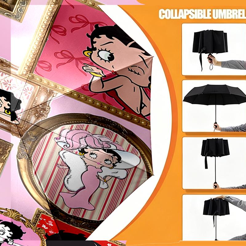 Betty Boop Print Umbrella Automatic Opening/ Closing - Portable Foldable Design - Daily use for Travel/Outdoor - Gift for Birthday