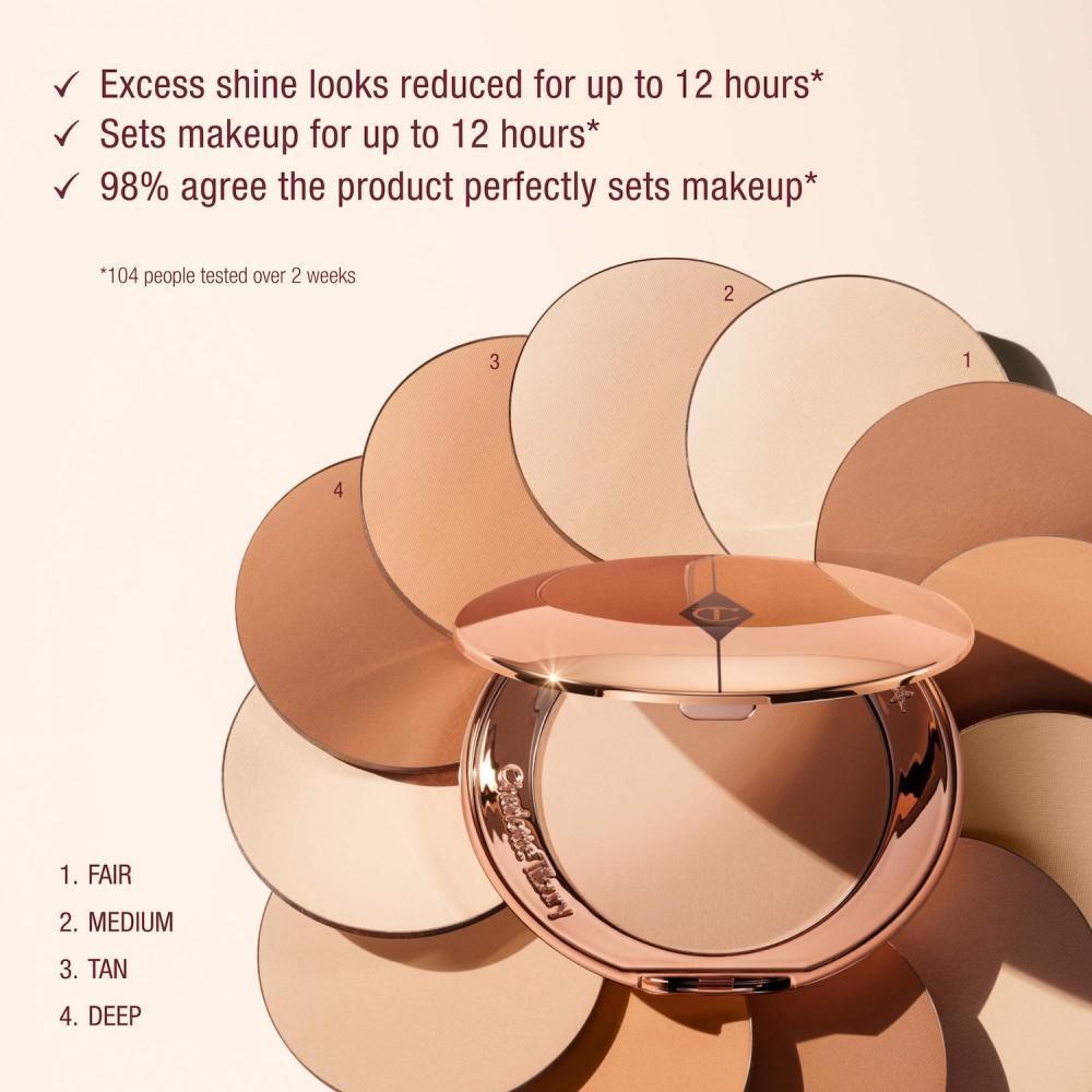 Charlotte Tilbury Airbrush Flawless Finish Nachfüllbares Puder zum Weichzeichnen und Fixieren 0,28 oz 8 g 4 Tief Tief bis Sehr Tief