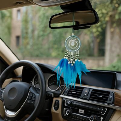 Handmade Dream Catcher Car Pendant Hand Knitting Exquisite Interior Wind Chimes Decoration with Feather Delicate Tassel