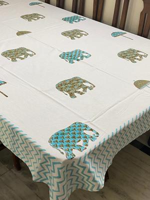 Tischdecke mit Blockdruck für 6 Personen (90*60 Zoll)