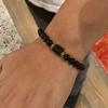 Natural Raw Stone Black Beaded Bracelet | Crystal Protection Jewelry, Vintage Style, Suitable for Men and Women