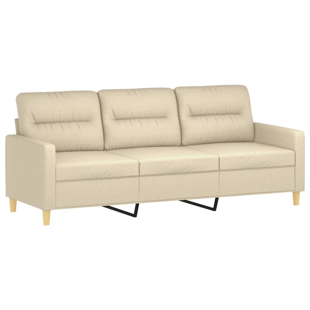 Vidaxl 3-Seater Sofa With Cushions, Cream, 180 Cm, Fabric