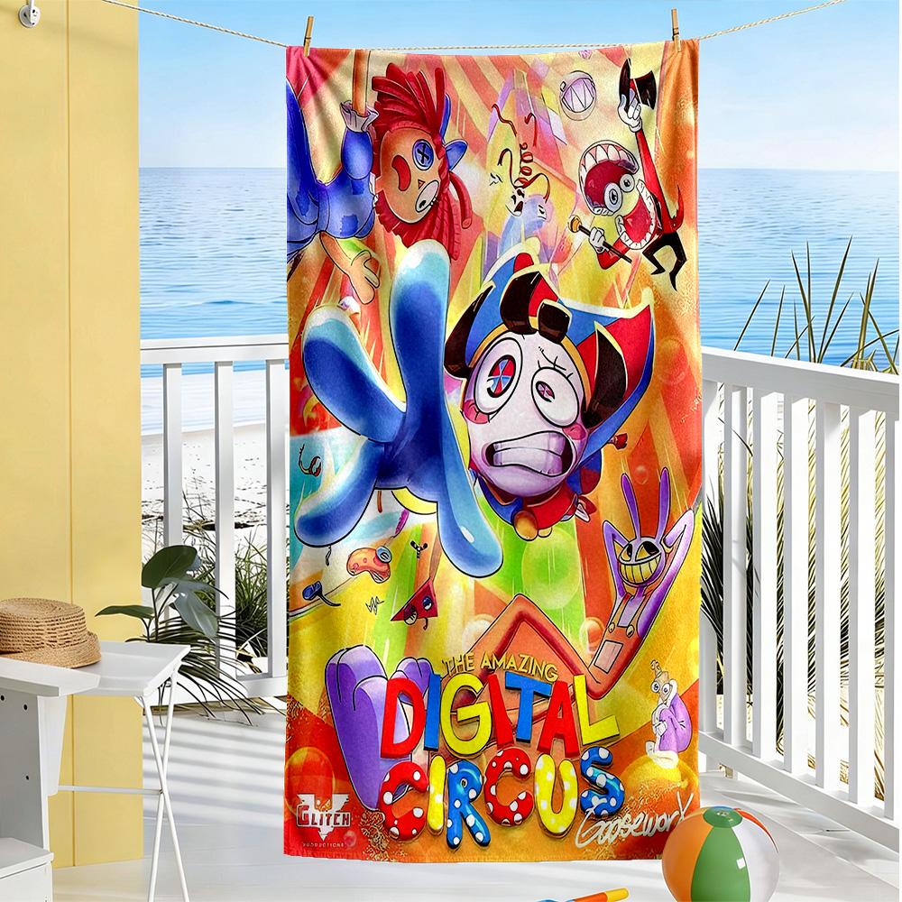 Digital Circus Beach Towel Soft Durable Quick-Dry Comfortable Lightweight Perfect for Traveling Yoga Camping and Swimming