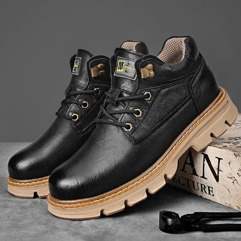 Hot Style Men's Biker Shoes Casual Retro Tooling Shoe for Men Dress Shoe Low Top Non-slip Trendy All-match Men Safety Shoes