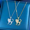 Cute Cat Light Luxury Full Diamond Titanium Steel Necklace for Women