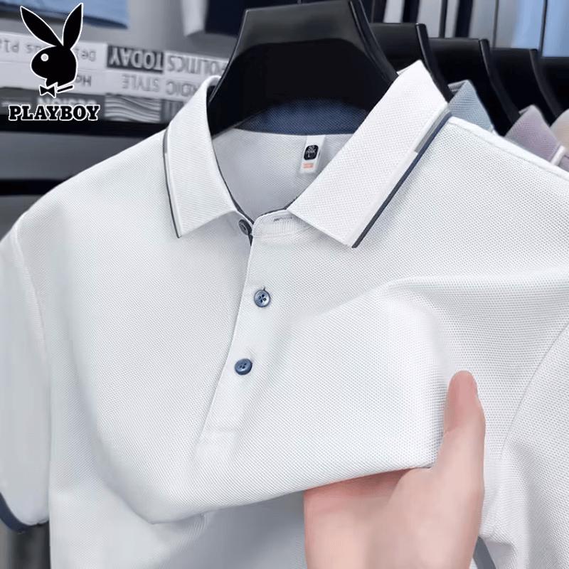 PLAYBOY Men's Cotton Breathable Polo Shirt