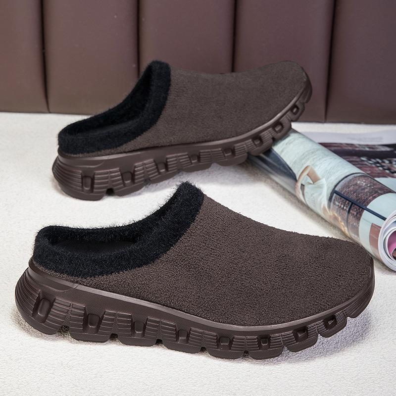 

Большие зимние хлопковые тапочки теплые домашние пушистые тапочки для пары шерстяные полуботинки велюровые домашние хлопковые туфли 35 темно-коричневого