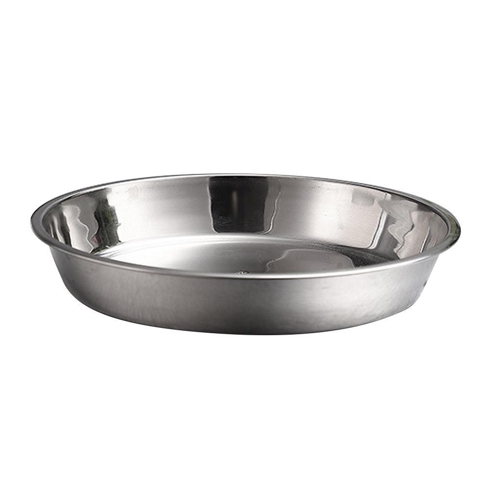 Stainless Steel Flat Round Plate Non-Magnetic Portable Dish Plate 24Cm Silver for Cooking Dining Fruit Cake Baking Pan Camping