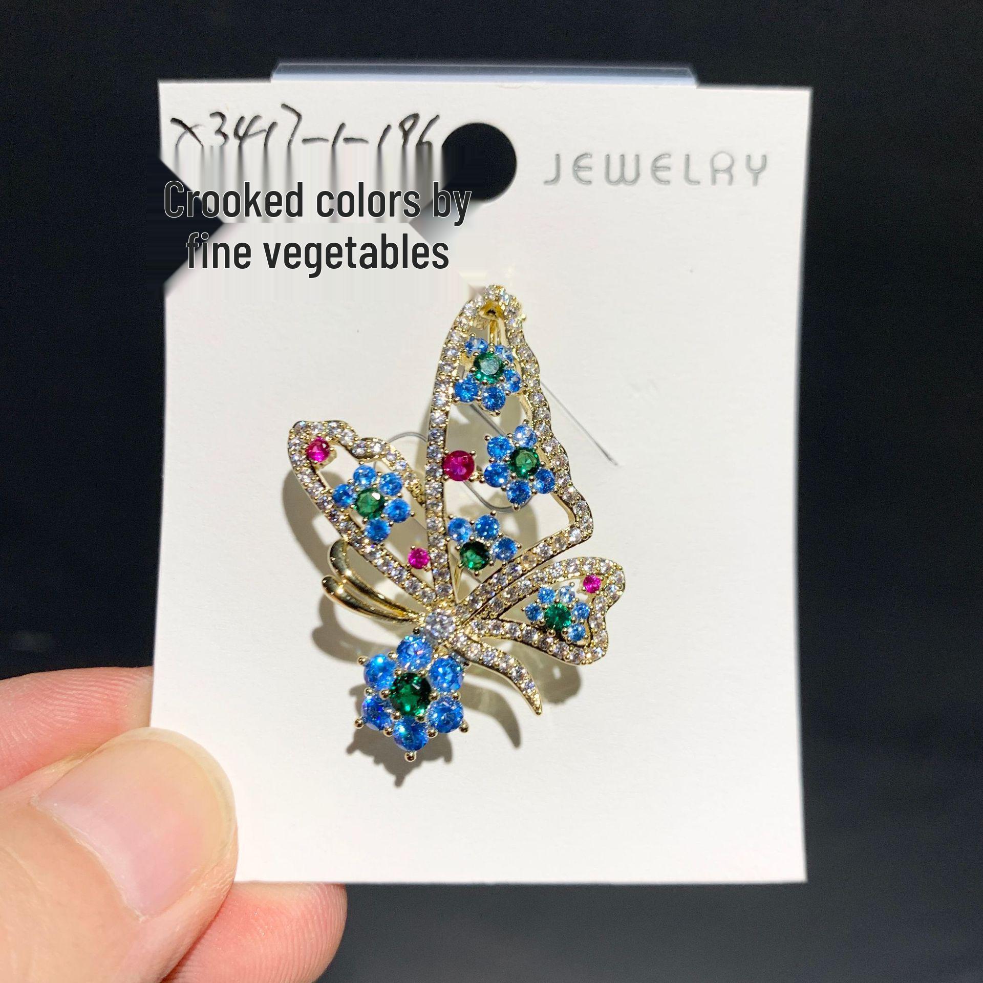 Bo Xin Yun Exquisite Colorful Zircon Butterfly Brooch  Cardigan Bowtie