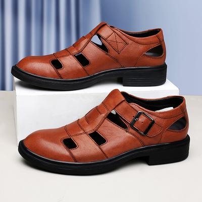 Modemarke 2024Sommer Ausgehöhltes Echtes Leder Outdoor Wanderschuhe Cool Rutschfest Lässige Business Sandalen Bequem Atmungsaktiv Herren Sandalen