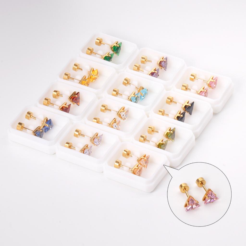 Titanium Steel Crystal Stud Earrings Sweet Cute Light Luxury Fashion Jewelry for Women Girls
