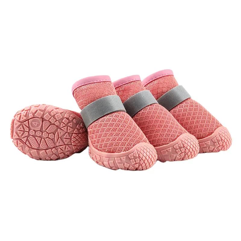 

4 шт./компл. Обувь для маленьких собак Дышащая обувь для собак для горячих дорог, Нескользящие ботинки для средних собак для паркетных полов Голубое озеро inner width 1.0 in