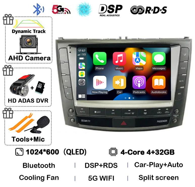Android 14 Carplay Auto For Lexus IS250 IS300 IS200 IS220 IS350 2005 - 2012 Car Radio Multimedia Stereo Video Player 360 Camera