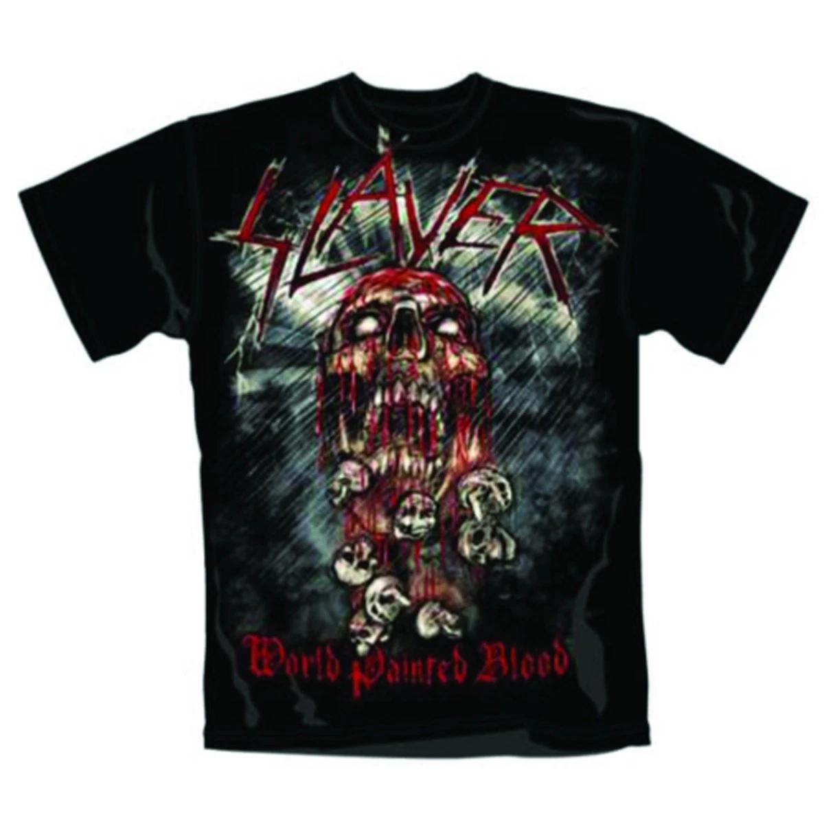 Slayer World Painted Blood Skull Authorized Mens T-Shirt S