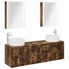 Set Mobiletto da Bagno 5 Pezzi Materiale a Base di Legno di Quercia Affumicata