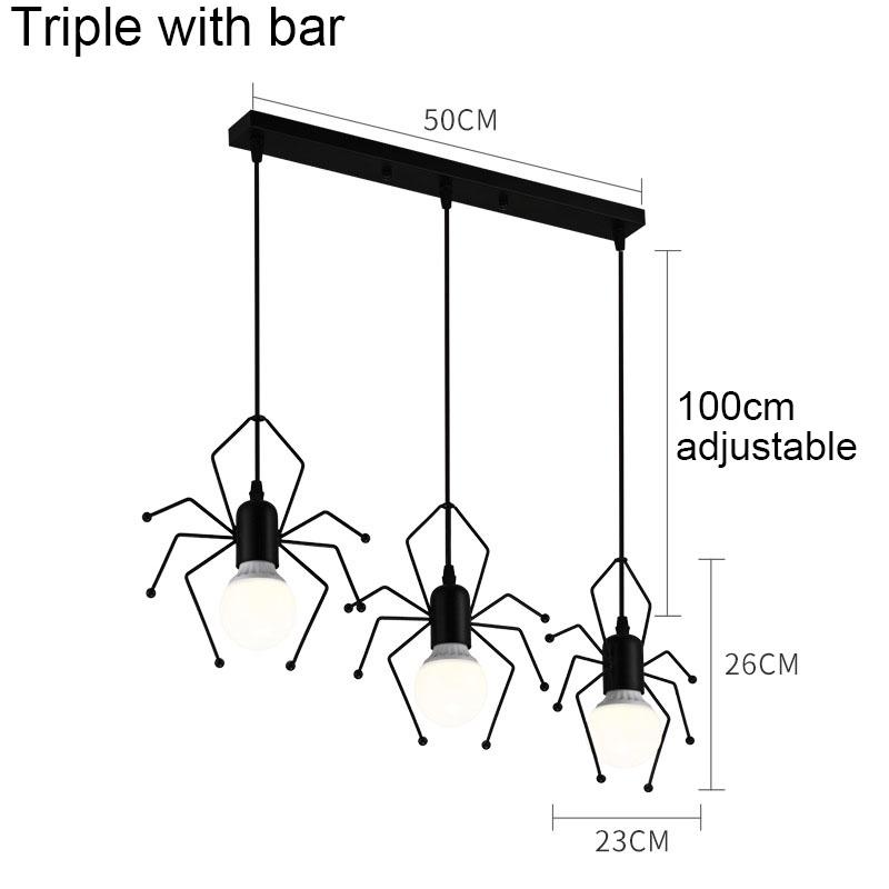 Kreative Spinnen-Pendelleuchte, Insekten-Pendelleuchte mit E27-Glühbirne, AC-betrieben, 85–265 V, für Schlafzimmer, Esszimmer, Flur, Balkon