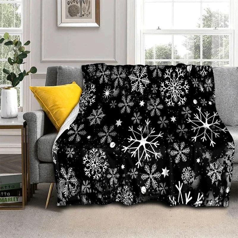 Snowflake Christmas Theme Flannel Throw Blanket Soft Lightweight Warm for Living Room Bedroom Bed Sofa Couch Kids Adults Gifts