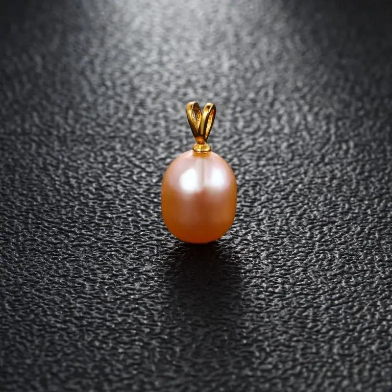 Freshwater Multiple Color 8-9mm White Black Pink Purple Pearl 925 Silver DIY Pendant Rabbit Buckle For Women Girls