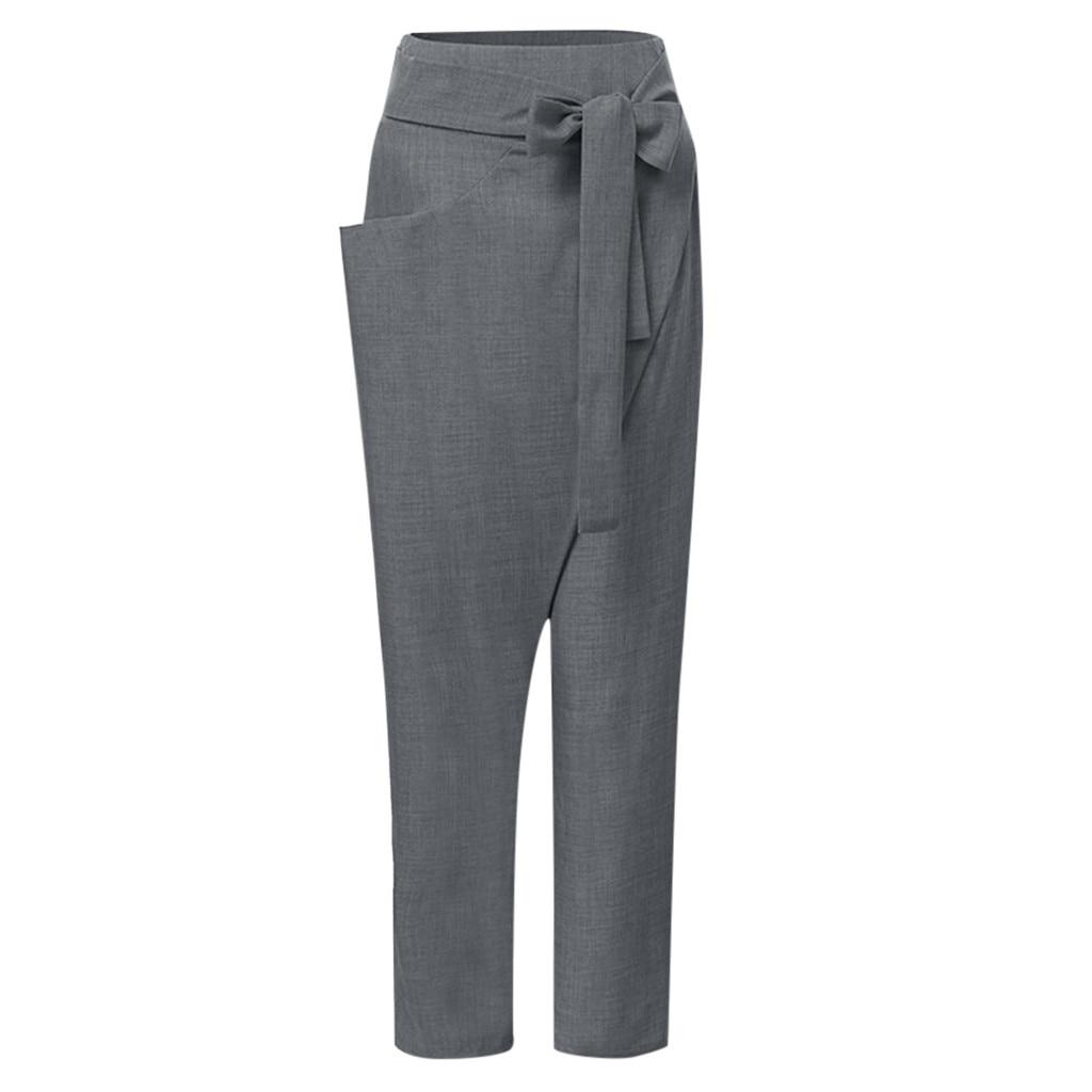 Haremshose Übergröße Damen Lässig Locker Hohe Taille Schnürband Riemen Uni Eine Seitentasche Damen Hose Komfort Hose