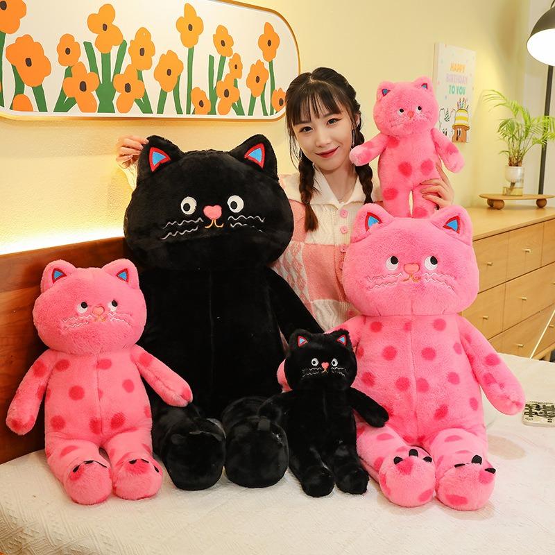 Smiling Critters plush toy pink polka dot plush cat puff plush doll decoration soft filling toy children's gift