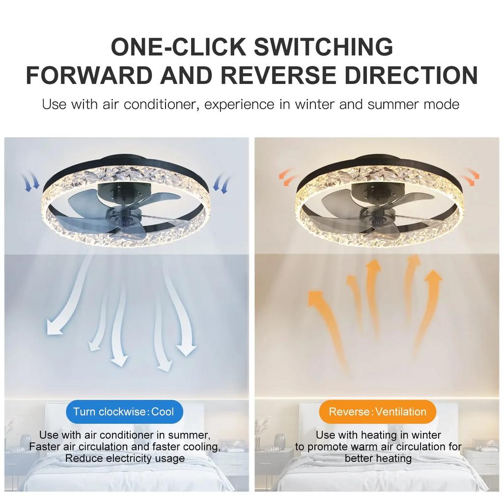 Home Ceiling Fan Led Lighting Modern Dimmable Remote Control Ceiling Fans Living Room AC Variable Frequency Fan Ceiling Lamp