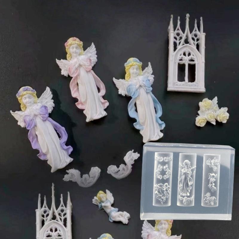 Cartoon Animals Nail Art Molds For Nail Charms Angel Rose Flower Nails Templates Diy Nail Art Decorations Manicure Design Tools