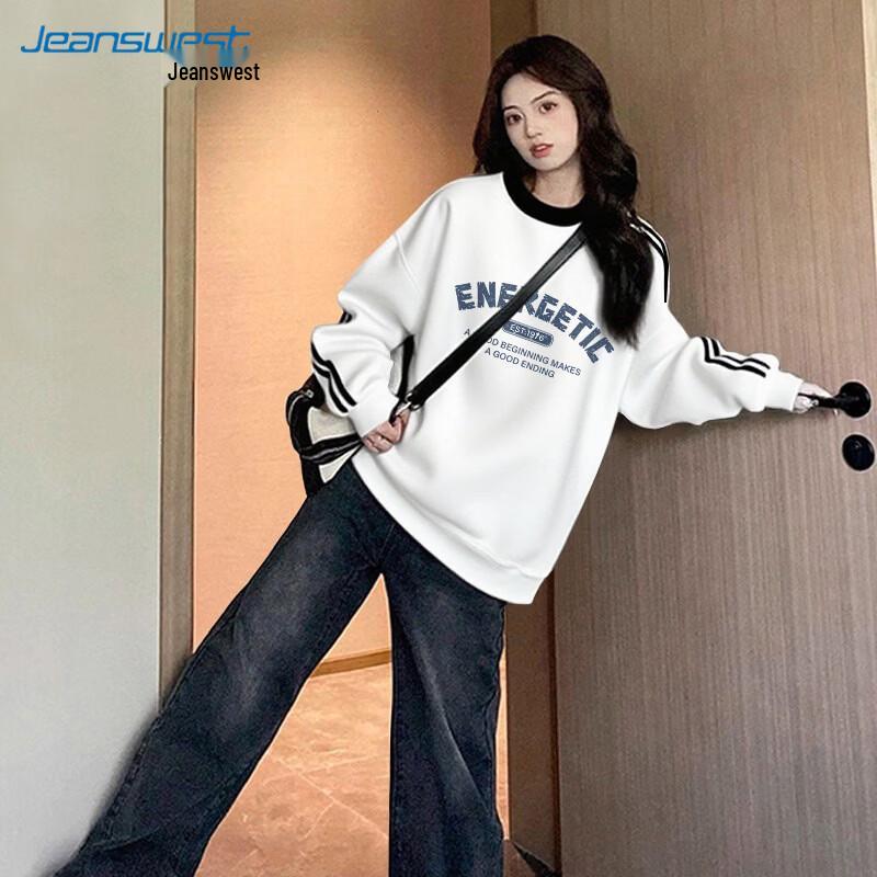 Jeanswest Women s American Style Striped Round Neck Sweatshirt S