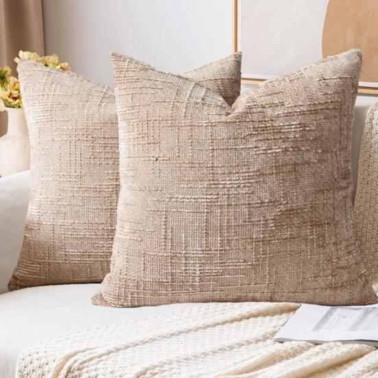 Textured Pillow Cover 18" x 18" Solid Color Throw Pillow Cover Decorative Pillow Case with Hidden Zipper for Couch Sofa Car Travel