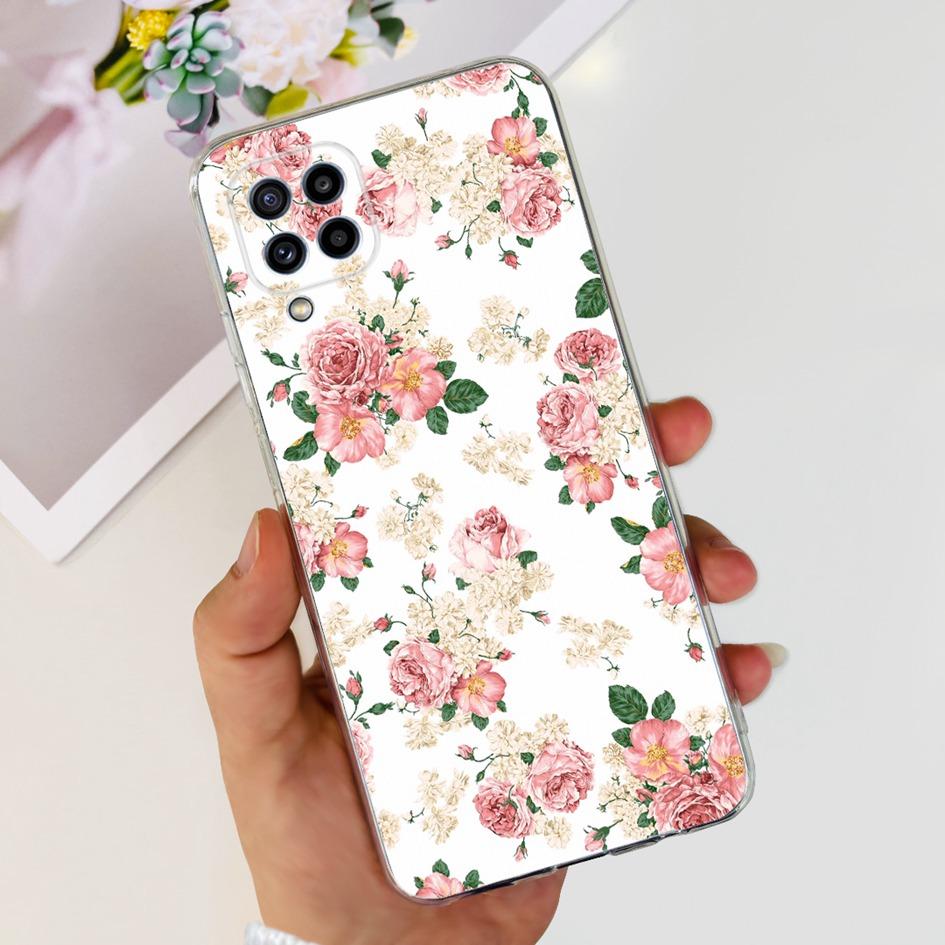 For Samsung Galaxy M32 Case SM-M325F Cover Popular Flower Clear Silicone Soft TPU Funda For Samsung M32 4G M 32 GalaxyM32 Bumper