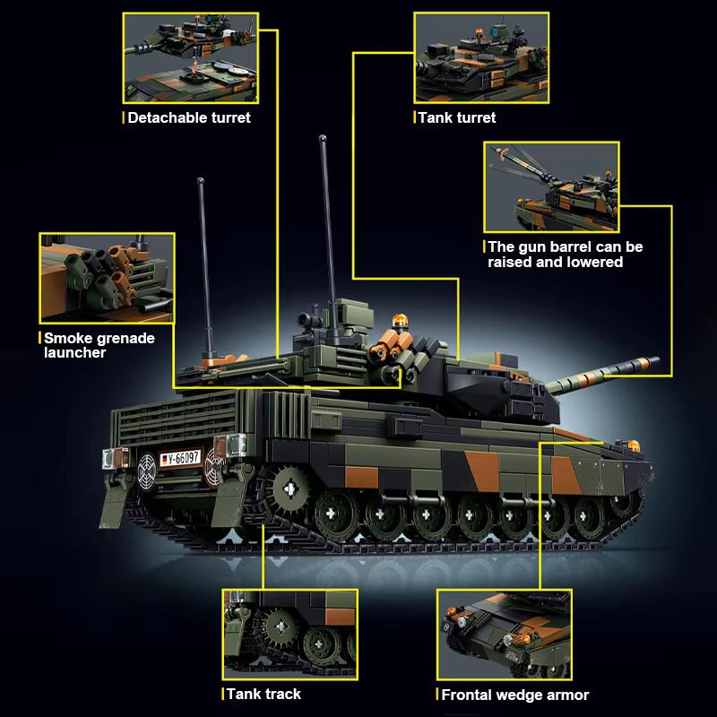 Military MOC Leopard 2A6 Army Main Battle Tank Building Blocks With Soldiers Tank Model Bricks Toy Gifts