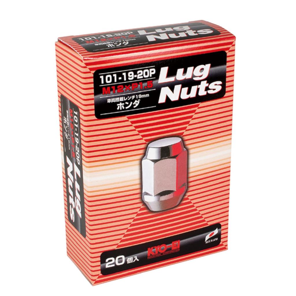 KYO-EI Lug Nuts, M12 X P1.5, 101-19-20P, Pack of 20, 19 Hex, Bag Type