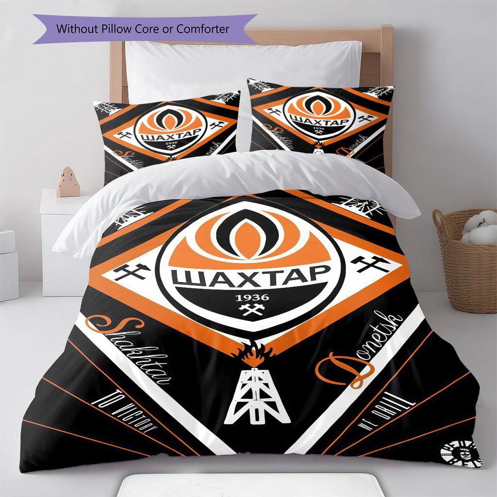 FC Shakhtar Donetsk TappetoMotivo Biancheria da Letto Trapunta Set Copripiumino Federa Decorazione Casa Regalo di Compleanno (1 * copripiumino + 2 * federa, senza nucleo)