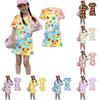 Girls Animal Print Dress Short Sleeve Loose Fit Round Neck Lightweight Casual Dress for Kids Summer Wear