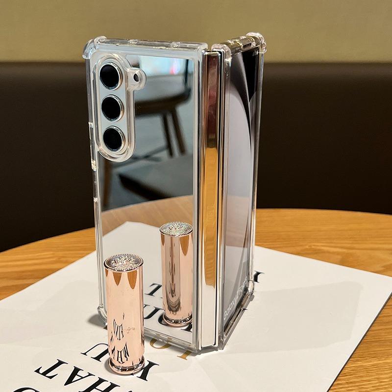 

for Samsung fold7 Mirror Make Up Acrylic Airbag Bumper Case for Samsung Galaxy Z Fold 7 6 5 4 3 ZFold Hard Shockproof Ins Cover Galaxy Z Fold3 5G