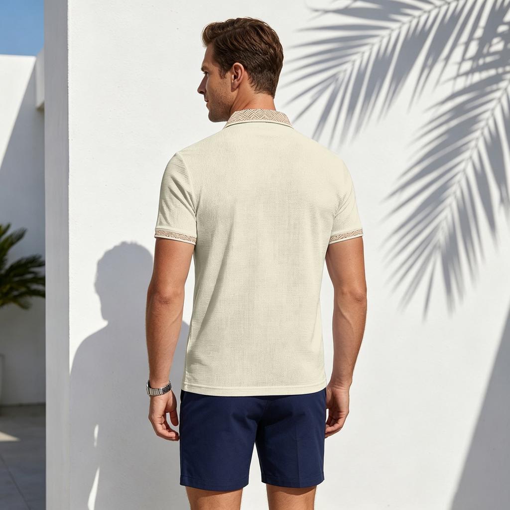 Men's Casual Short Sleeve Half-Zip Shirt – Versatile Design – Fit – Everyday Wear for Summer – for Casual Outings