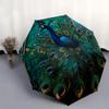 Peacock Feather Art Round Wall DecorUmbrella, Portable 3-Fold Compact Umbrella,Christmas Gift ES550