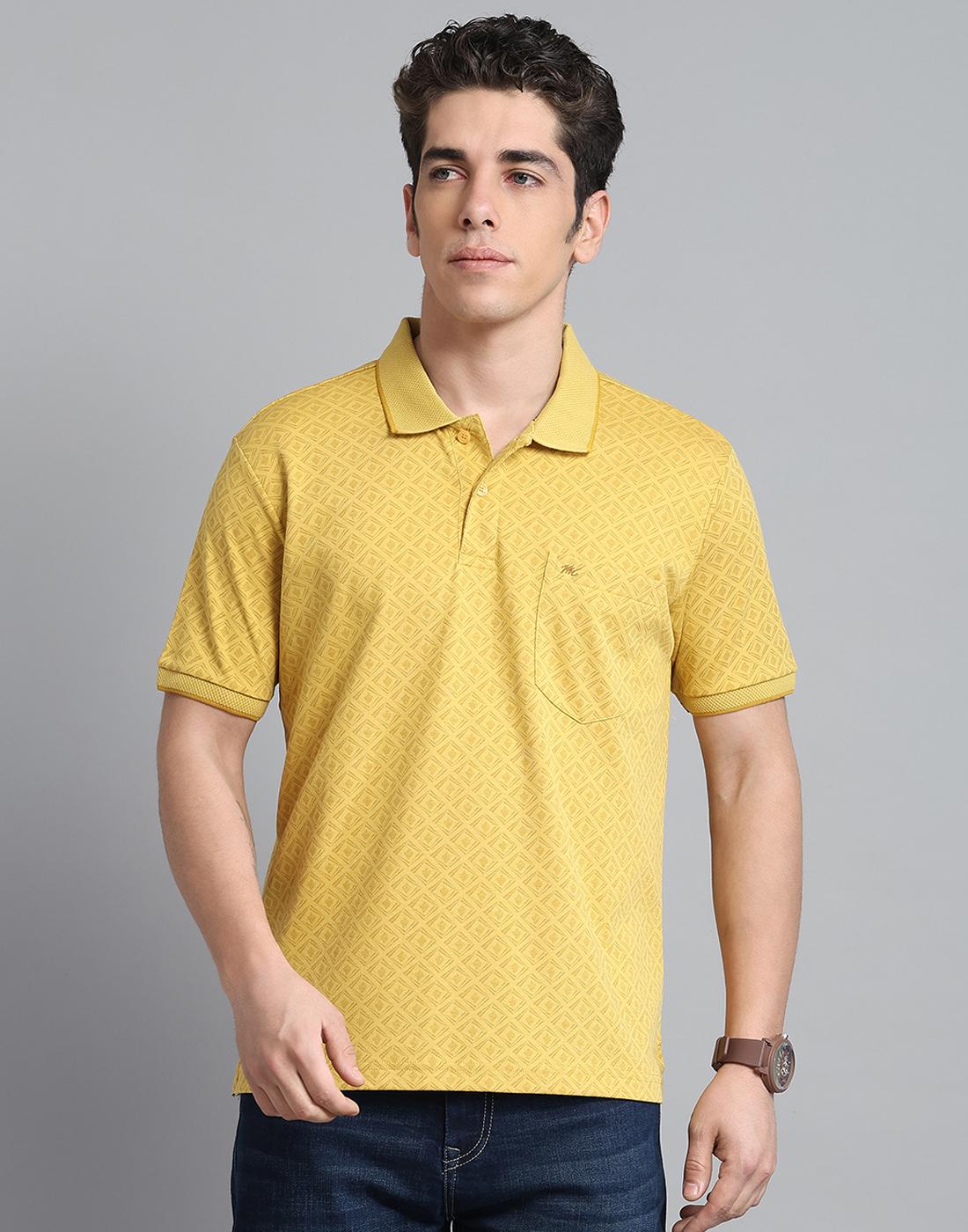 

Monte Carlo Mens Printed Collar Neck Half Sleeve T-Shirt L жёлтый