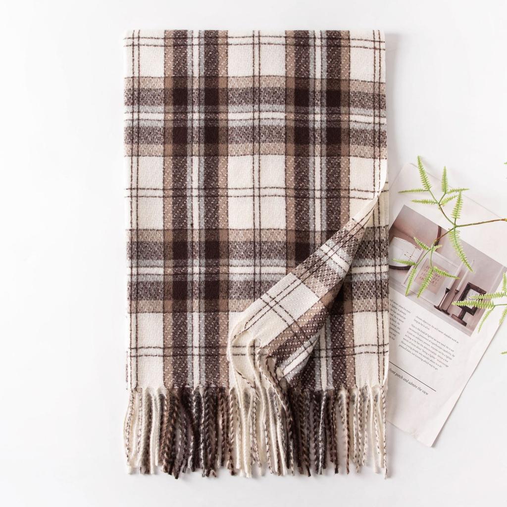 New Autumn and Winter Maillard Scarf Light Luxury and High End Korean Style Tassel Fashion Versatile High End Warm Scarf