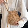 Cute Luxury Designer Brand Straw Woven Shoulder Crossbody Bucket Bag   Fashion Casual Summer Travel Beach Women Trendy
