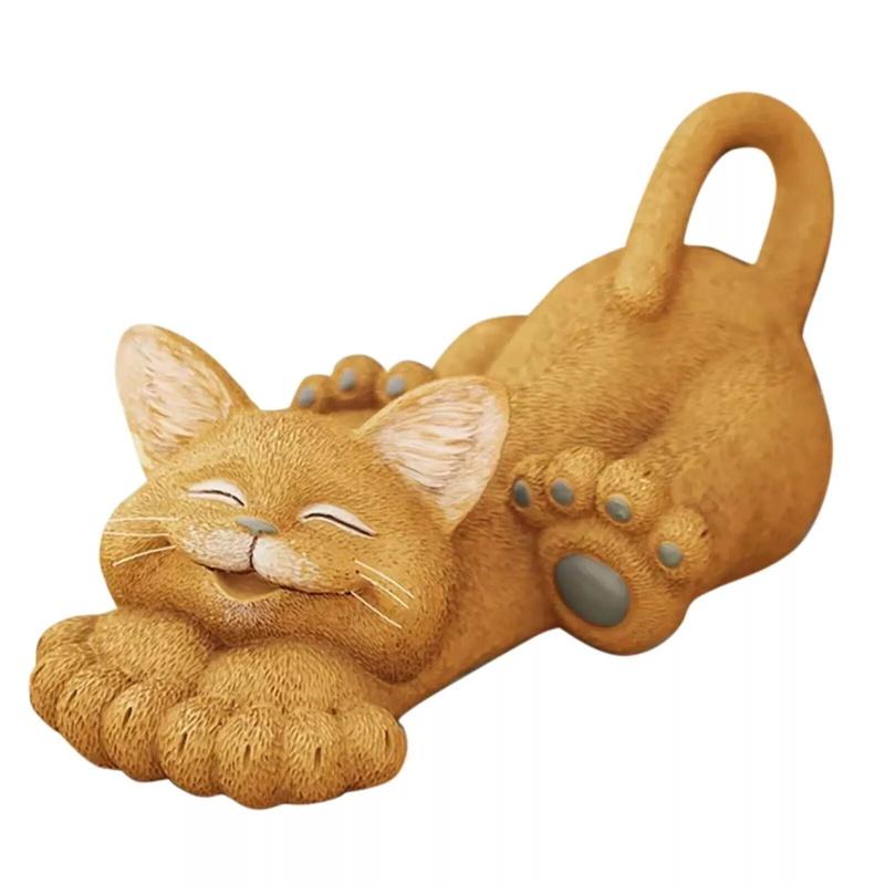 Whimsical Cat Sculpture Lounging Garden Art Statue Outdoor&Indoor Ornament Decor