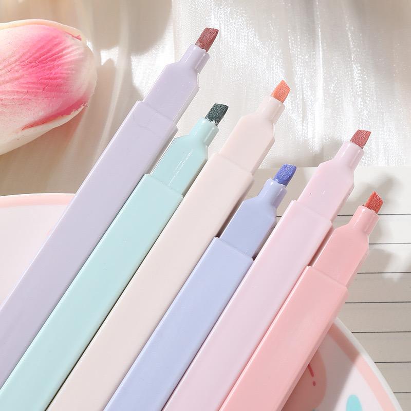 6PCS Fluorescent Colors Chisel Tip Aesthetic Highlighter Marker Pens Set | Multicolor Highlighter Marker Aesthetics