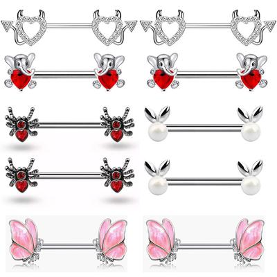 Personalized European And American Milk Nail 1 .6 *14mm Stainless Steel Pole Butterfly Spider Milk Ring