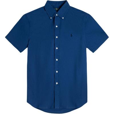 Polo Small Pony Logo Embroidered Oxford Short Sleeve Shirt Men Shirts 710755879-005