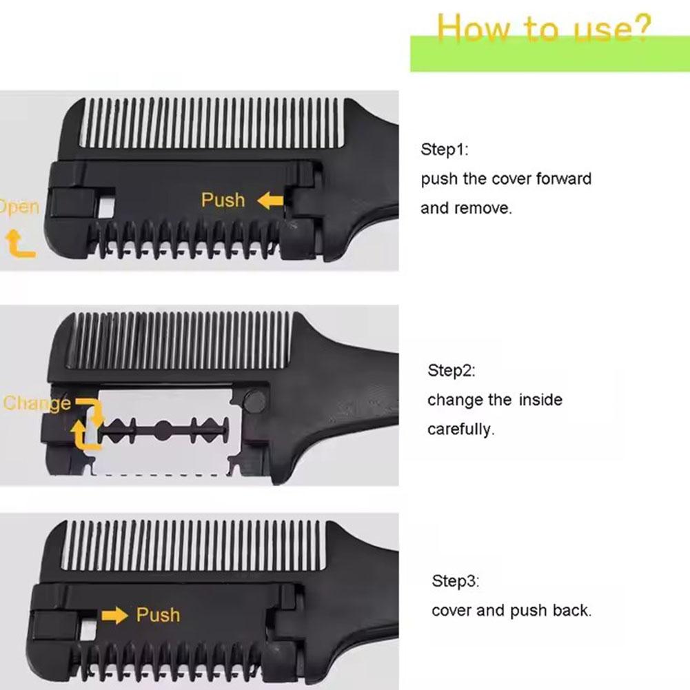Hair Cutting Comb Shaving Hair Brushes with Razor Blades Hair Trimmer Cutting Thinning Tools Barbershop Hair Salon Styling Tools