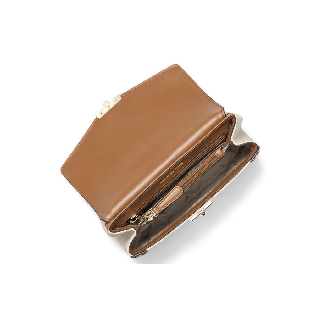 New MICHAEL KORS Soho Canvas With Leather Crossbody Bag, Shoulder Bag Women's 30T1G1SL5C-NATURAL