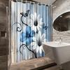 1Pc Butterfly And Flower Shower Curtain With Artistic Design, Polyester Fabric, Bathroom Decor Included, 12 Hooks,