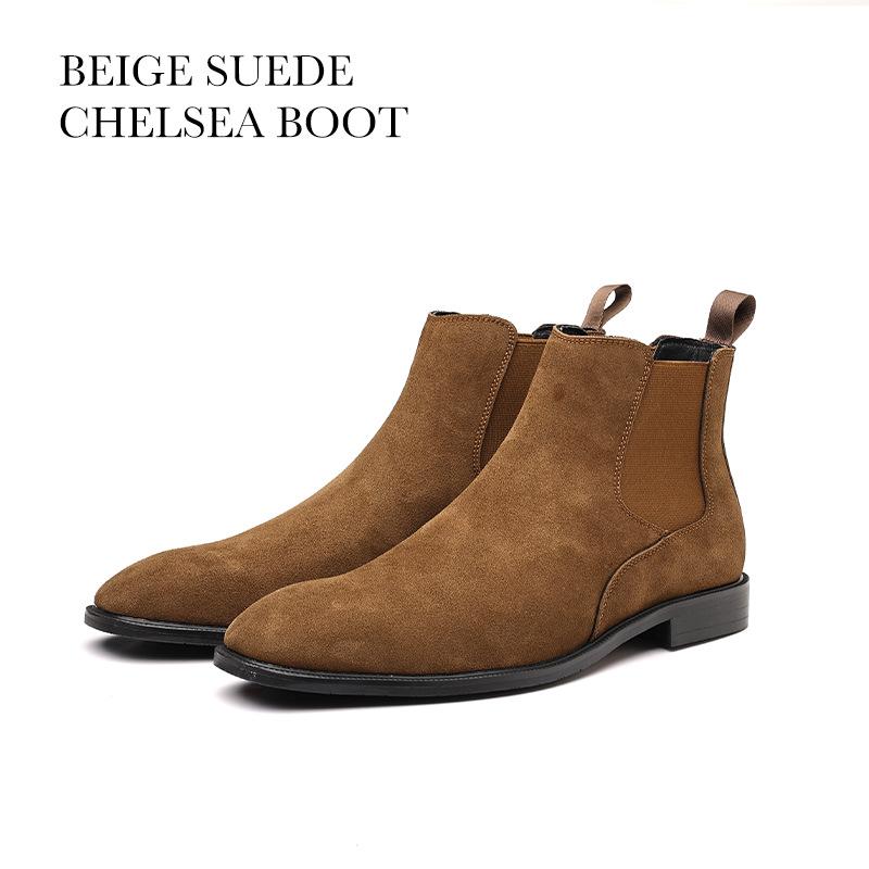 Autumn and winter solid color Chelsea men's boots British fashion large size matte surface foot cover short leather shoes